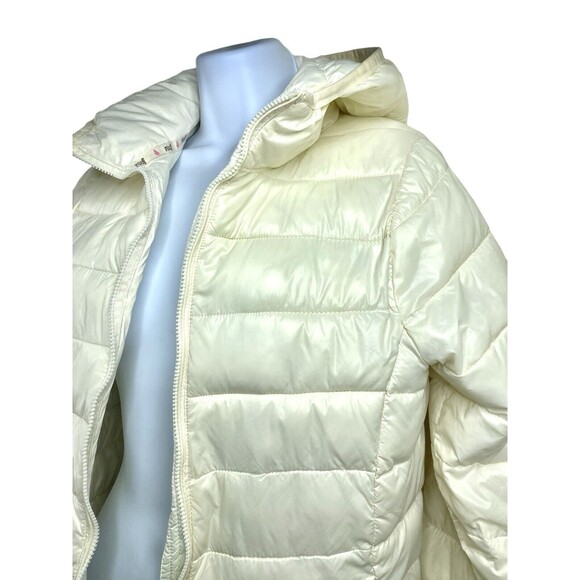 REEF Puffer Jacket Sz. Medium Ivory Lightweight Hooded 100% Nylon - Picture 2 of 11